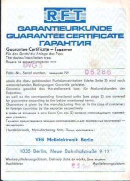 Garantieurkunde DVG 5